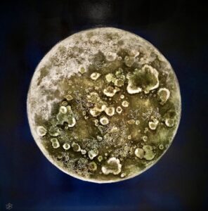 Painting of the moon with craters