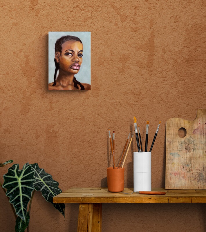 Interior with painting of black woman