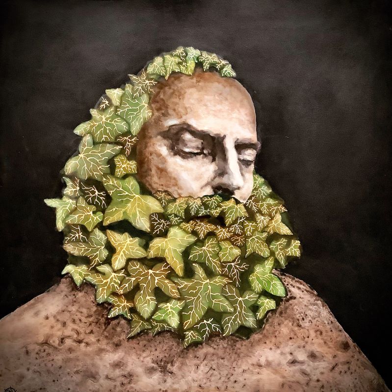 Man with beard of ivy