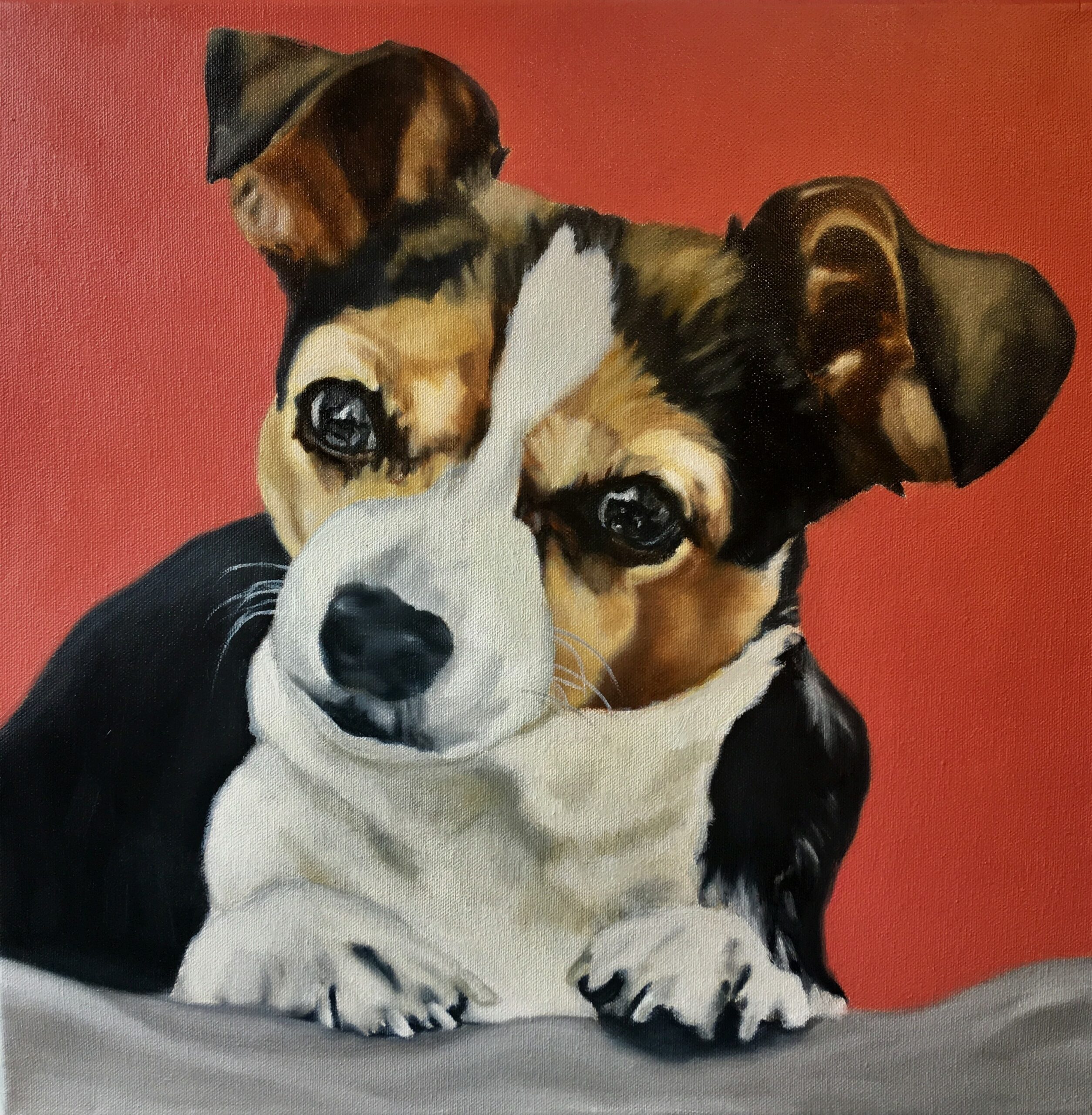 Painting of Chihuahu brown black white female